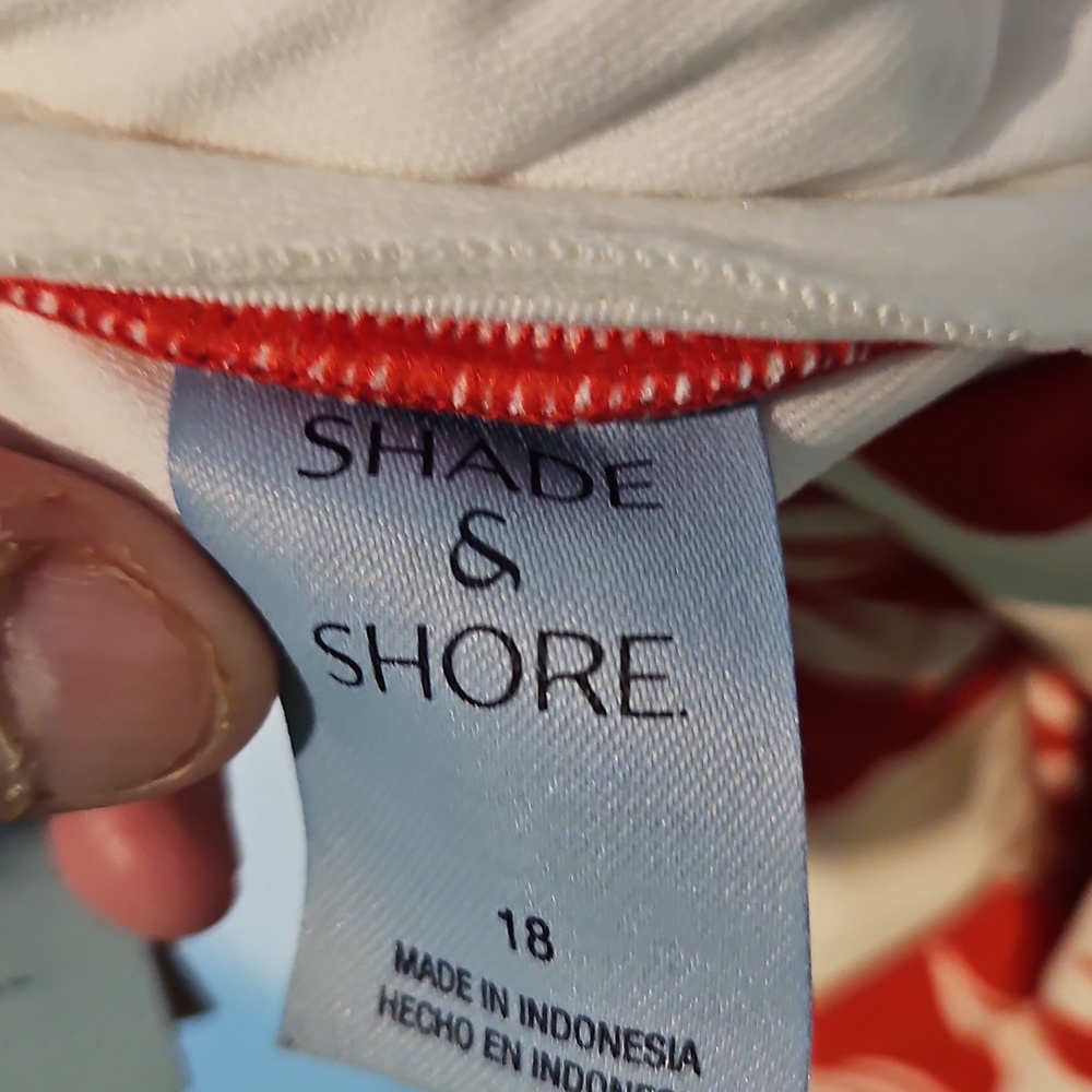 SHADE & SHORE TROPICAL ONE PIECE SWIMSUIT: RED/CREAM: NEW WITH TAGS: SIZE 18 - Picture 4 of 6